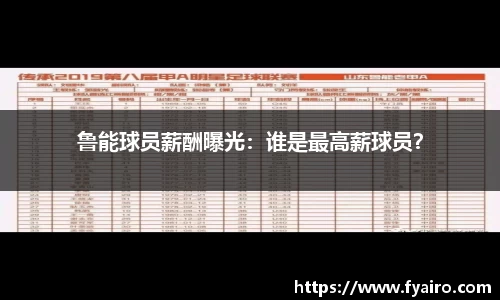 鲁能球员薪酬曝光：谁是最高薪球员？